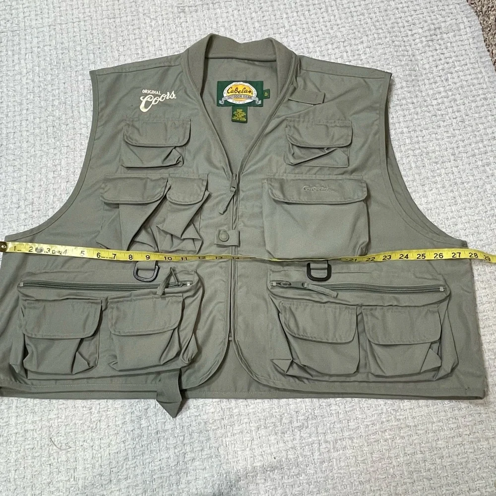 Cabela’s Coors Logo Vest Safari Green Outdoor Vented Camping Fishing Mens XL Reg